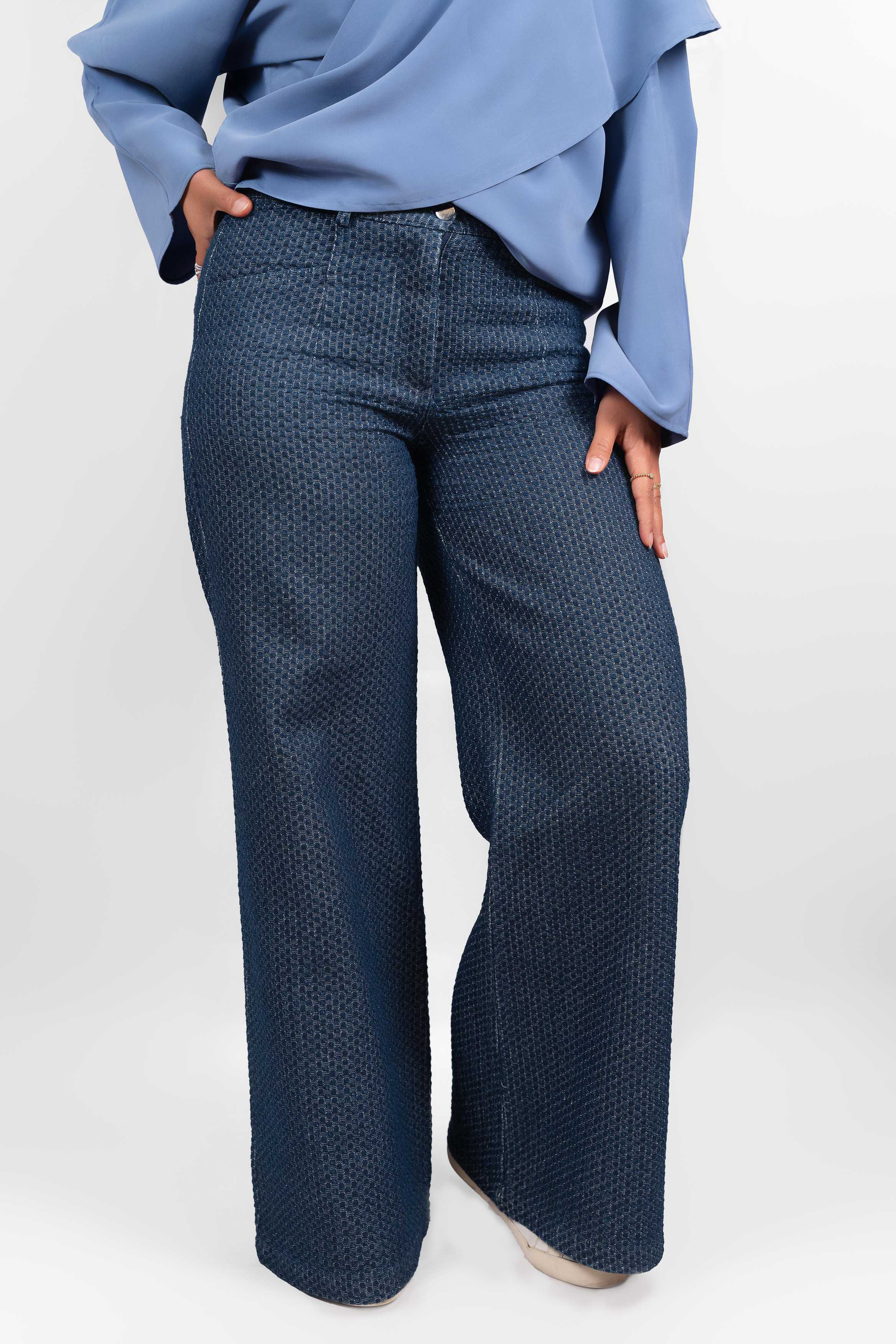 Textured Wide-Leg Pants
