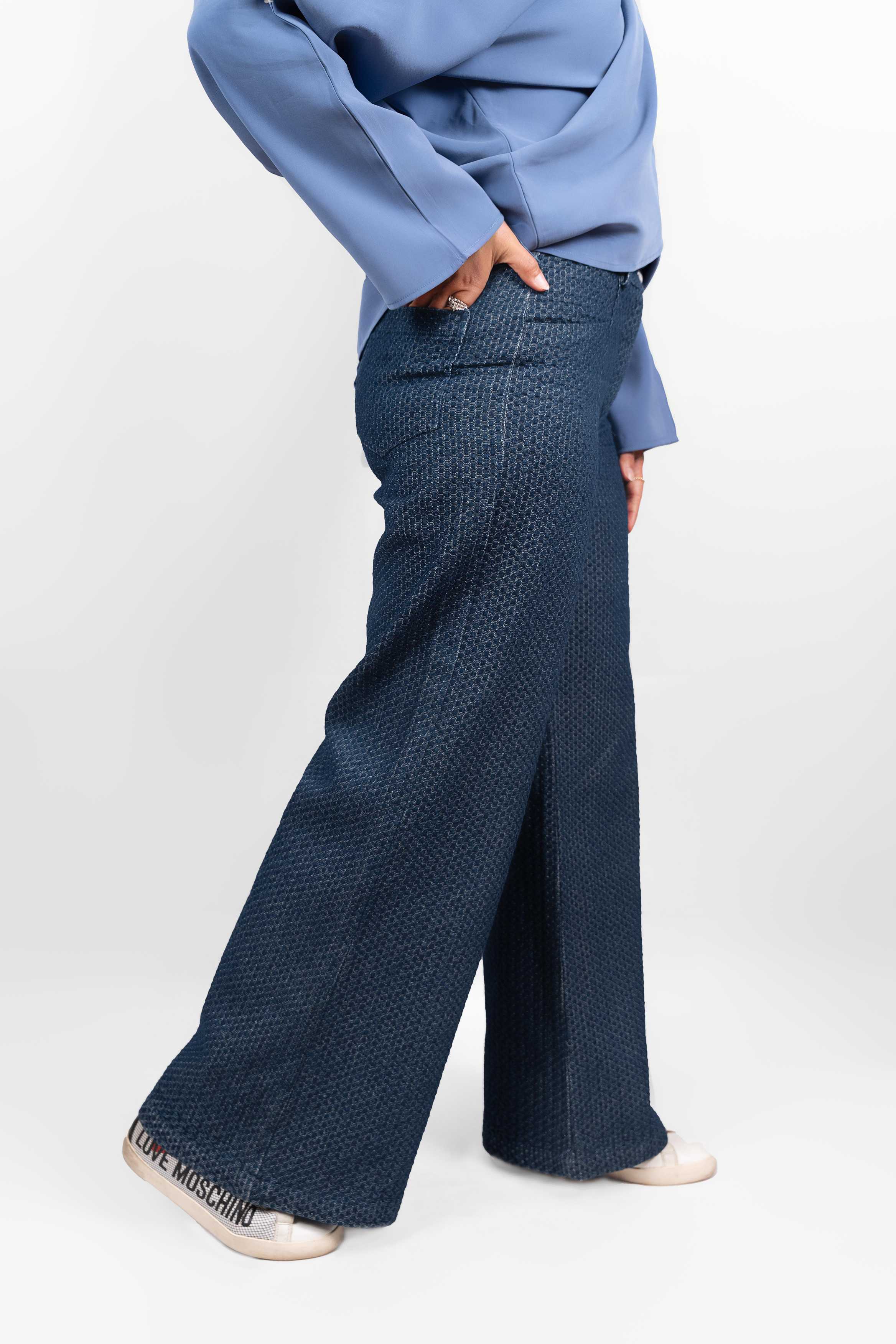 Textured Wide-Leg Pants